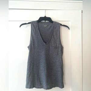 Madewell Whisper Cotton V-Neck Tank, Size Small, Heather Gray